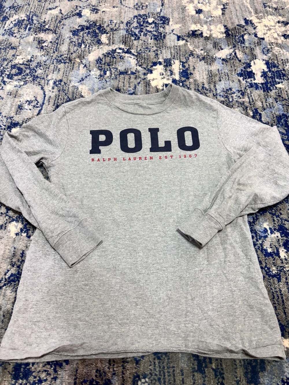 Vintage 2000's kids Polo Ralph Lauren grey long sleeve top – ,